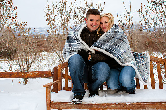 Snow covered couple