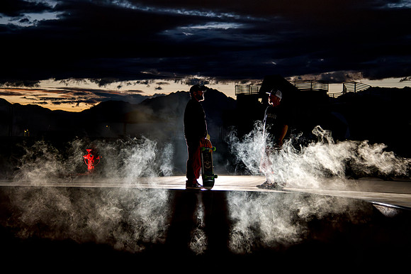 Skateboarding at Sunrise – West Jordan Wheels Park Session with Off-Camera Strobe2130