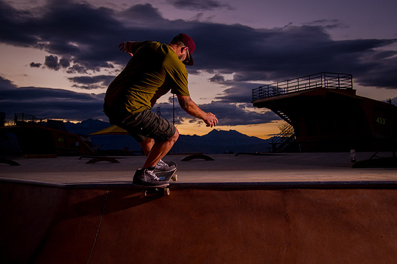 Skateboarding at Sunrise – West Jordan Wheels Park Session with Off-Camera Strobe2266