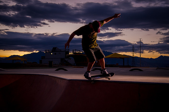 Skateboarding at Sunrise – West Jordan Wheels Park Session with Off-Camera Strobe2271