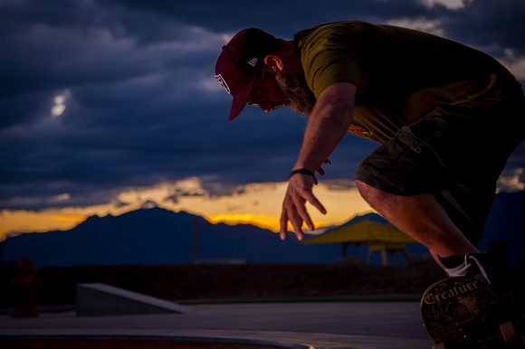 Skateboarding at Sunrise – West Jordan Wheels Park Session with Off-Camera Strobe2348