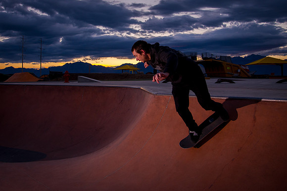 Skateboarding at Sunrise – West Jordan Wheels Park Session with Off-Camera Strobe2351