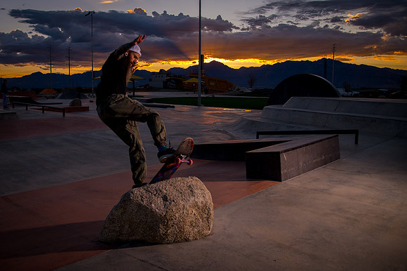 Skateboarding at Sunrise – West Jordan Wheels Park Session with Off-Camera Strobe2383