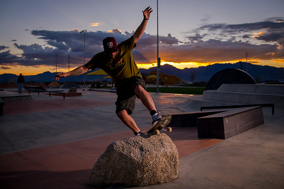 Skateboarding at Sunrise – West Jordan Wheels Park Session with Off-Camera Strobe2389