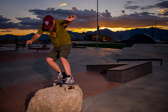 Skateboarding at Sunrise – West Jordan Wheels Park Session with Off-Camera Strobe2408