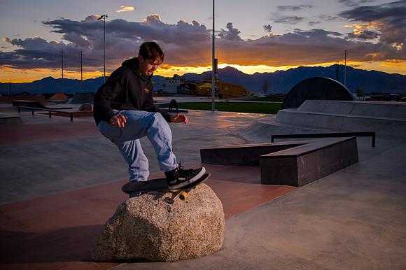Skateboarding at Sunrise – West Jordan Wheels Park Session with Off-Camera Strobe2415