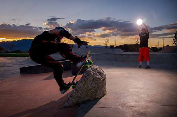 Skateboarding at Sunrise – West Jordan Wheels Park Session with Off-Camera Strobe2467