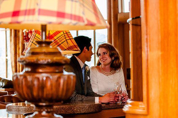 Snowbasin Wedding Inspiration Bride and Groom toast.