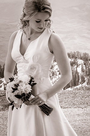 Black and white portrait of a bride at Snowbasin