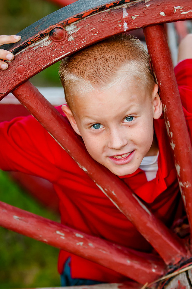 Head shot in a red wheel