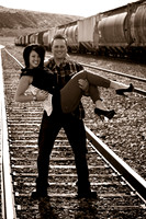 Sepia Portrait on Train Tracks