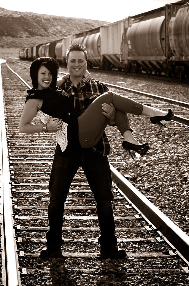 Sepia Portrait on Train Tracks
