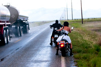 Avoiding the rain splatter from a semi