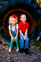 Sitting in a tractor wheel