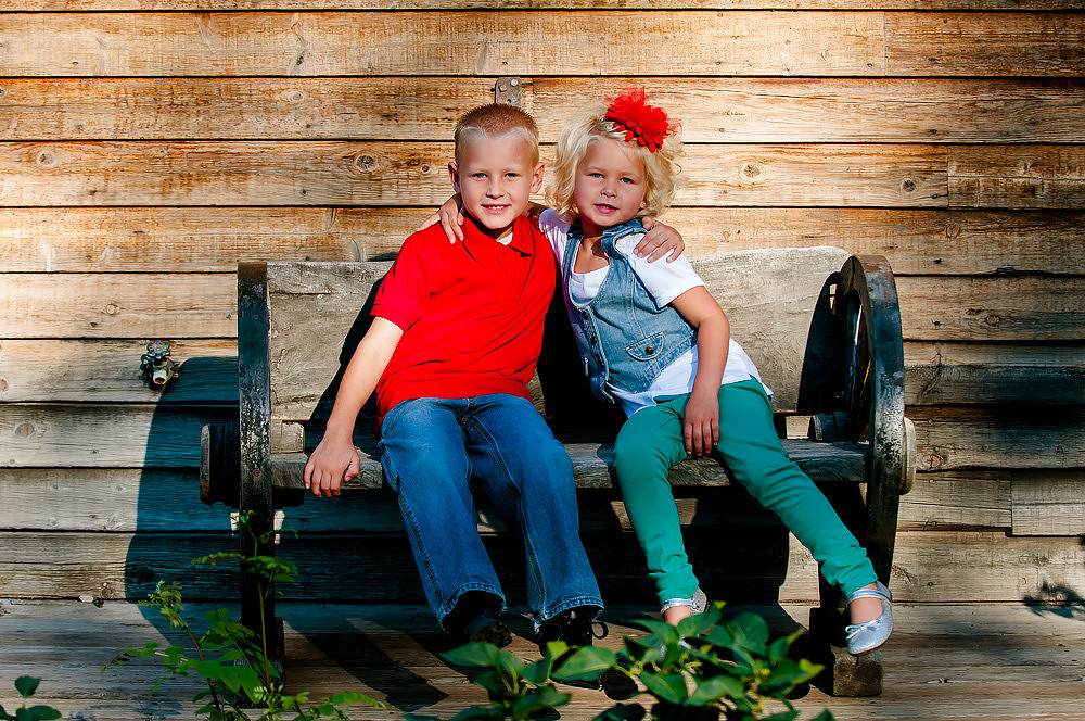 Kids on a bench