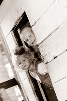 Sepia kids playing
