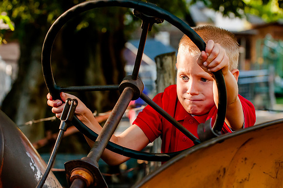 Driving the tractor