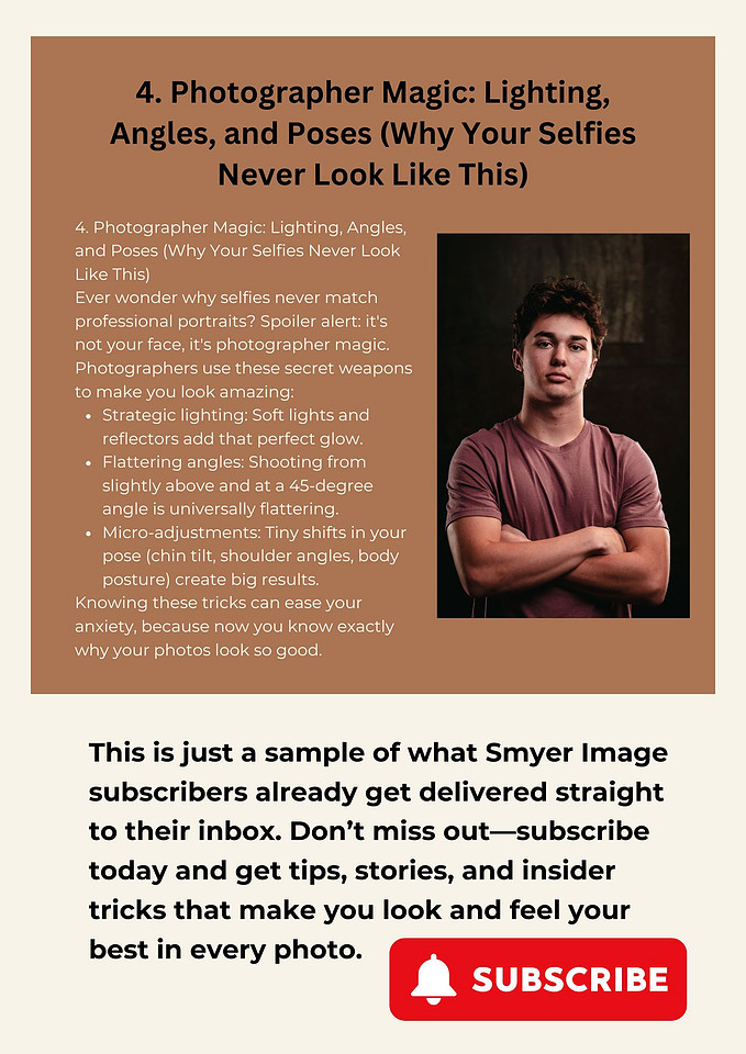 Subscribe to Smyer Image newsletter for professional headshot advice, posing tips, and photography insights from Salt Lake City photographer Brian Smyer.