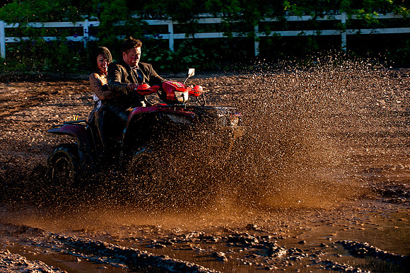 Bride and Groom hit mud wave