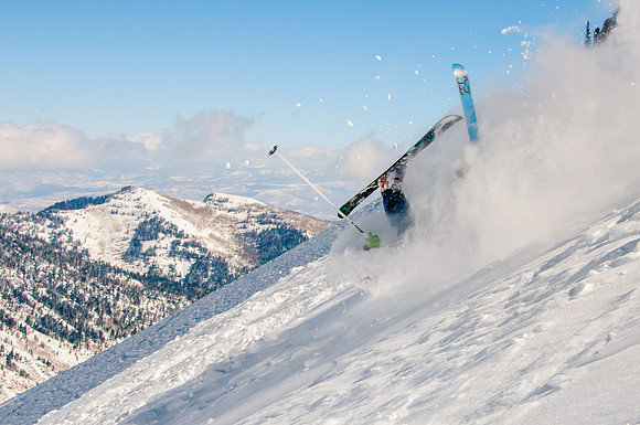 Skiing in the deep stuff at Snowbird-9397