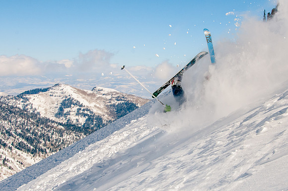 Skiing in the deep stuff at Snowbird-9397