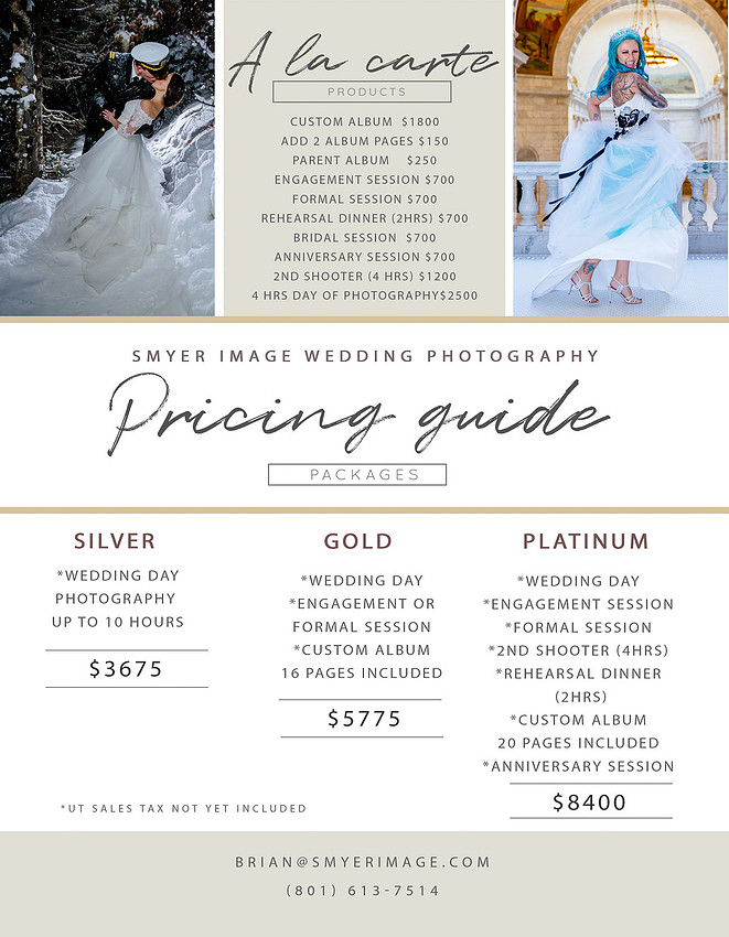 2020 Smyer Image Wedding Photography Pricing Guide