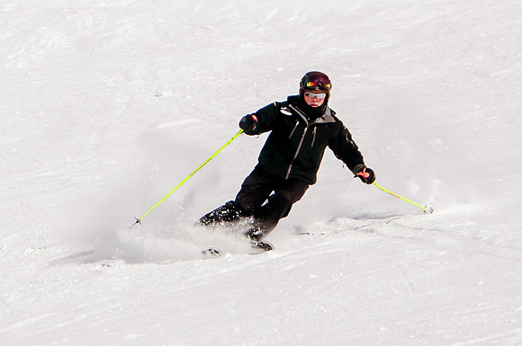 Dave Shoeneck skiing with perfect form at Snowbird