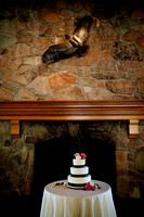 Snowbasin Wedding Inspiration-Wedding cake under the eagle.