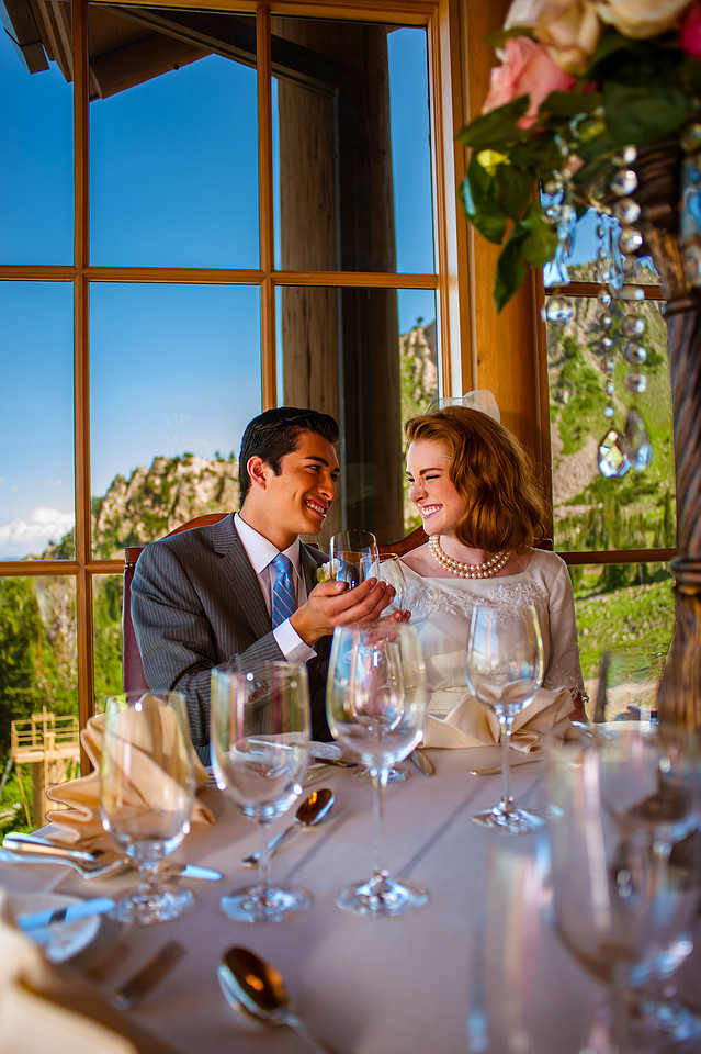 Snowbasin Wedding Inspiration-Bride and Groom toast