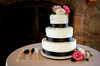 Snowbasin Wedding Inspiration-Curits-C-Cakes 3 tier wedding cake in front of fireplace.