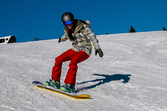 Happy Snowboarding Lady Veteran