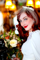 Red headed bride with soft bokeh background