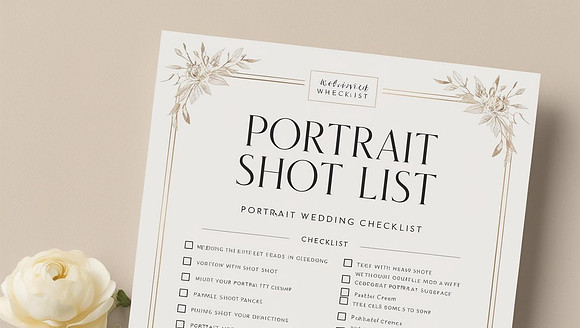 an image of a checklist titled Portrait Shot List. It's for weddings but doesnt need to say that just feel like wedding.